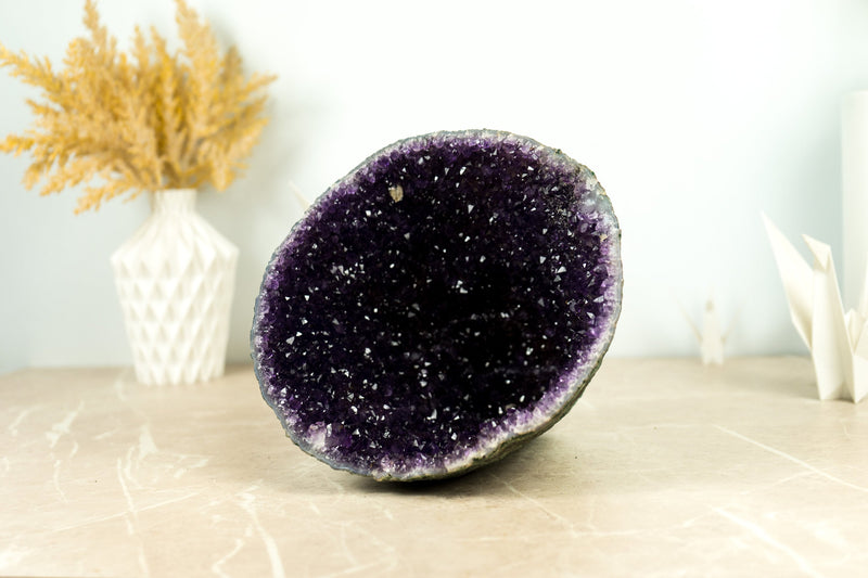 Alle natürlichen Amethyst Geode Höhle mit tief lila Galaxy Amethyst Druzy