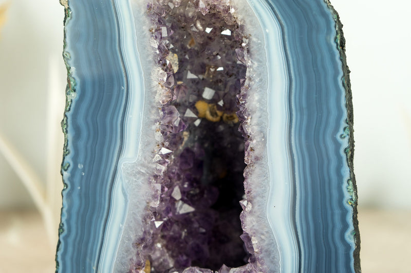 Gorgeous Blue Lace Agate Geode Cathedral with Crystal Amethyst