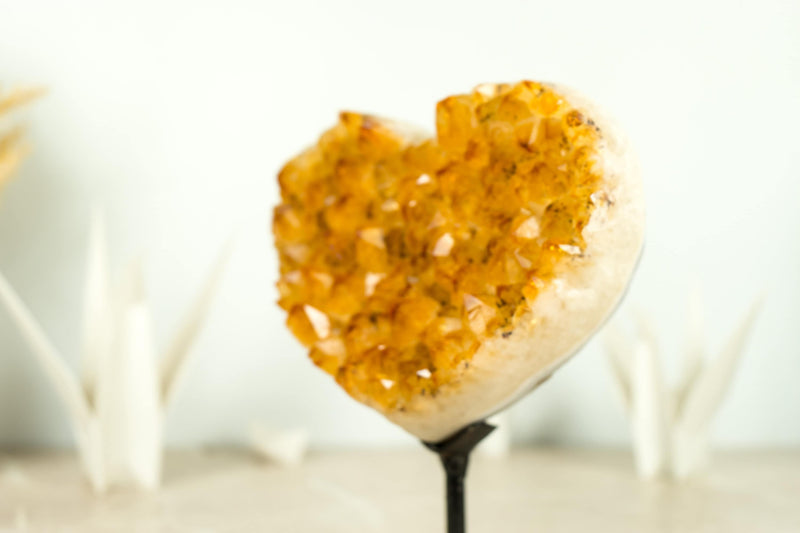 Citrine Crystal Heart of AAA-Grade Citrine Druzy with Deep Yellow Citrine