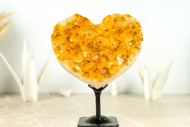 Citrin-Kristallherz aus AAA-Qualitäts-Citrin-Druzy mit tiefgelbem Citrin