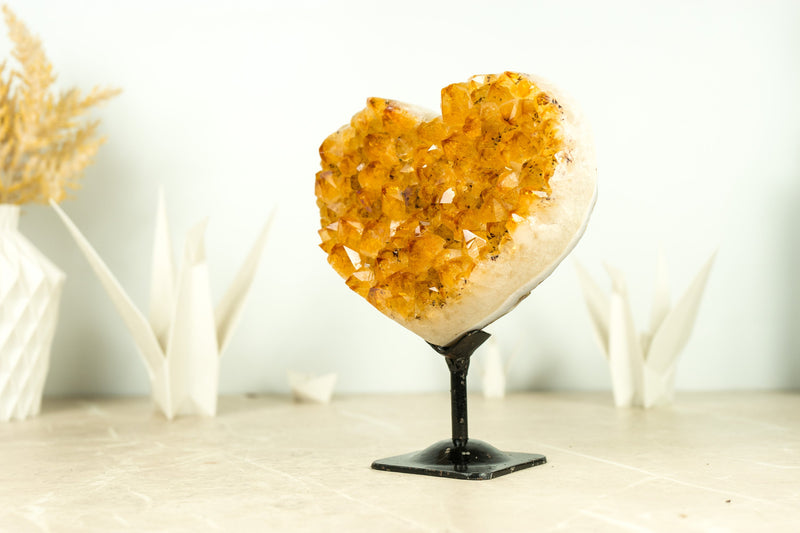 Citrine Crystal Heart of AAA-Grade Citrine Druzy with Deep Yellow Citrine