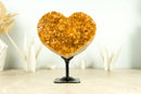 Citrine Heart with Deep Orange Citrine Druzy and Flower Stalactites