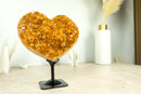 Citrine Heart with Deep Orange Citrine Druzy and Flower Stalactites