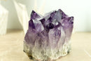 Natural Amethyst Cluster with Large Grape Jelly Amethyst Druzy, Self Standing