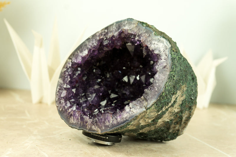 All Natural Small AAA Amethyst Geode with Deep Purple Amethyst Druzy