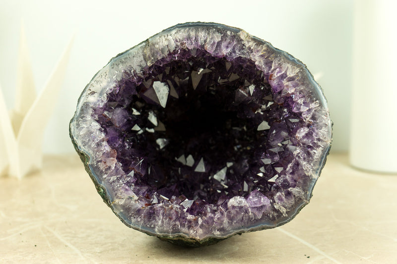All Natural Small AAA Amethyst Geode with Deep Purple Amethyst Druzy