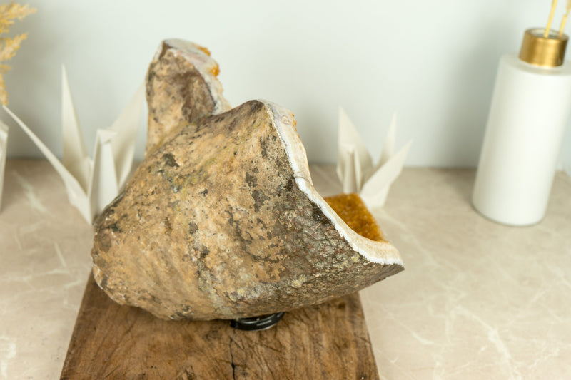 Citrine Geode Cave with Deep Orange Citrine Points and Flower Stalactites