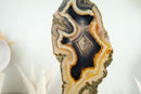 Rare Natural Undyed Banded Agate Slice with the Drawing of a Dragon Face