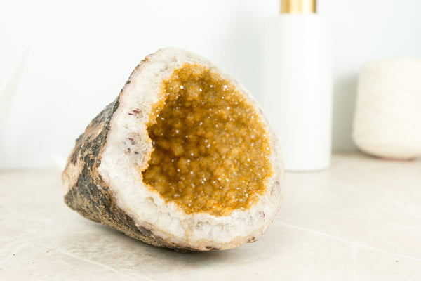 Small Yellow Citrine Geode Cathedral, Orange Crystal Citrine