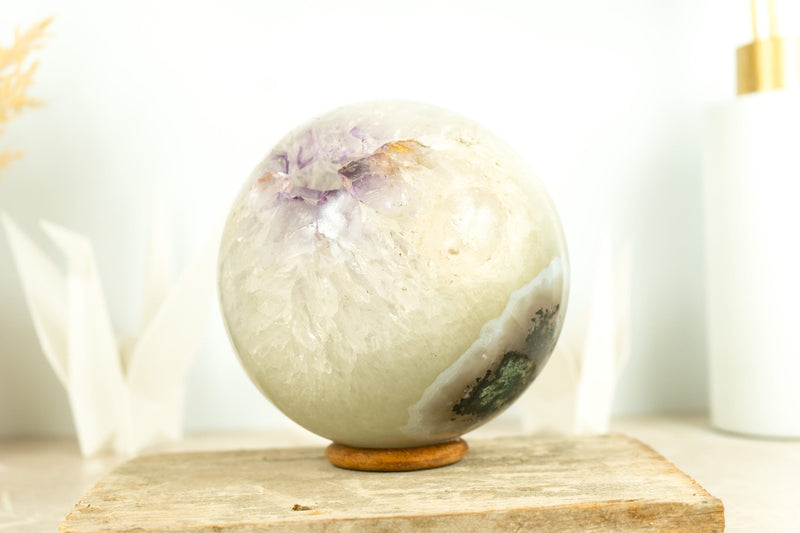 X-Large Amethyst Sphere with Lavender Purple Amethyst Druzy, 7 Inches, All Natural and Ethical