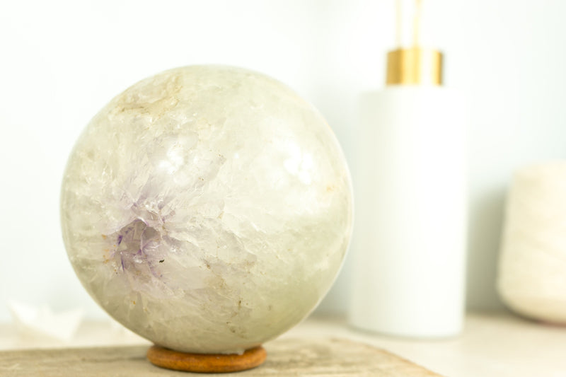 X-Large Amethyst Sphere with Lavender Purple Amethyst Druzy, 7 Inches, All Natural and Ethical