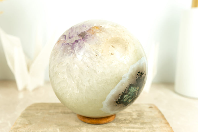 X-Large Amethyst Sphere with Lavender Purple Amethyst Druzy, 7 Inches, All Natural and Ethical