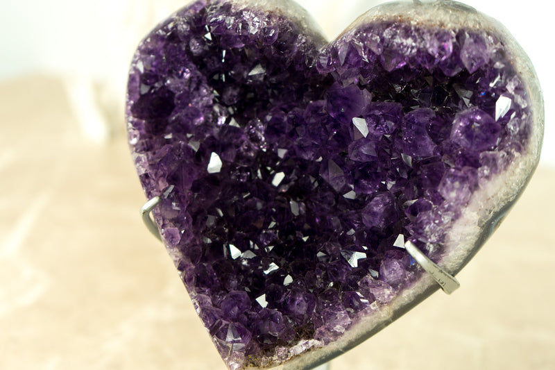 Gorgeous Amethyst Heart with AAA Deep Purple Amethyst Druzy on Agate Matrix