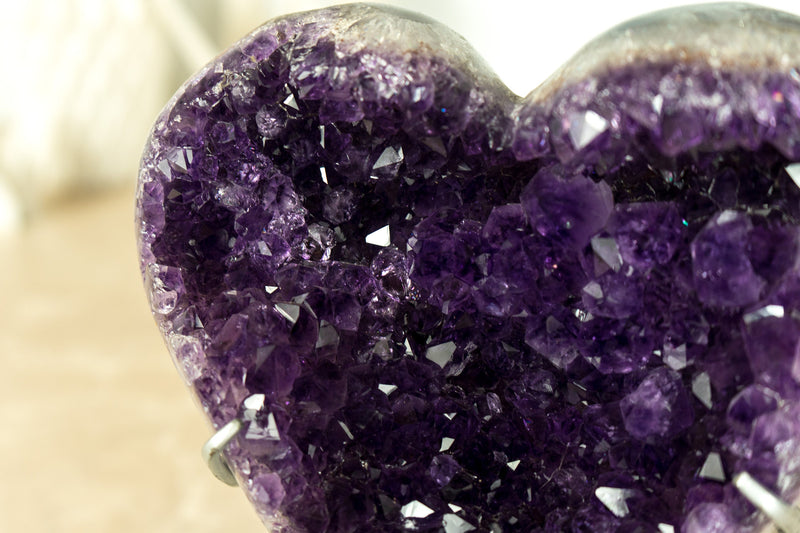 Gorgeous Amethyst Heart with AAA Deep Purple Amethyst Druzy on Agate Matrix