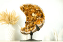 Fabulous Natural Citrine Cluster with Flower Rosette and Calcite, cut in a Moon Format - 6.6 Kg - 14.6 lb - E2D Crystals & Minerals