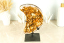 Fabulous Natural Citrine Cluster with Flower Rosette and Calcite, cut in a Moon Format - 6.6 Kg - 14.6 lb - E2D Crystals & Minerals