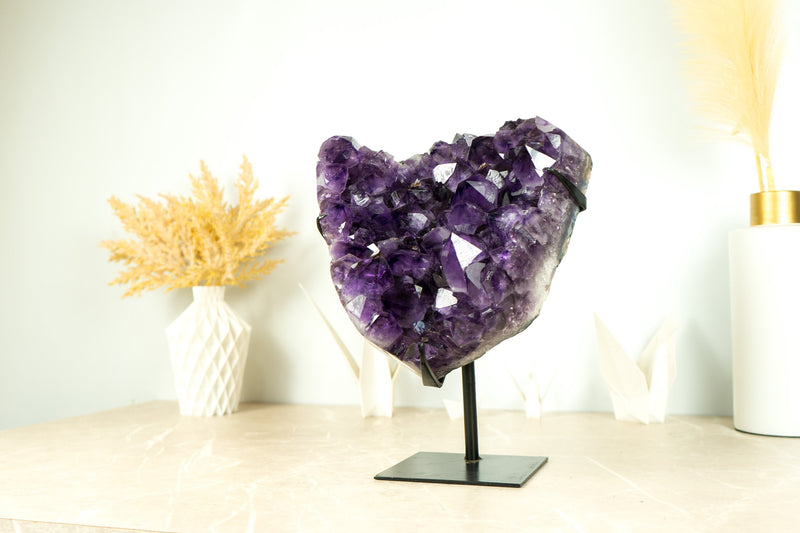 Large Amethyst Cluster with AAA Saturated Deep Purple Amethyst Druzy Points