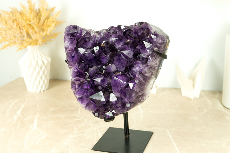 Large Amethyst Cluster with AAA Saturated Deep Purple Amethyst Druzy Points