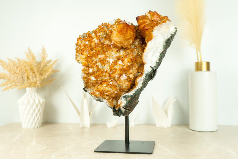 Fabulous Orange Citrine Cluster with Rare Citrine Druzy and Rosette Flowers (Stalactite) - 9.8 Kg - 21.5 lb - E2D Crystals & Minerals