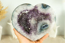 Rare Agate Heart with Shiny Deep Purple Amethyst Druzy