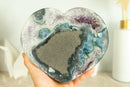 Rare Agate Heart with Shiny Deep Purple Amethyst Druzy