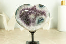 Rare Agate Heart with Shiny Deep Purple Amethyst Druzy
