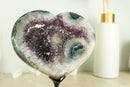 Rare Agate Heart with Shiny Deep Purple Amethyst Druzy