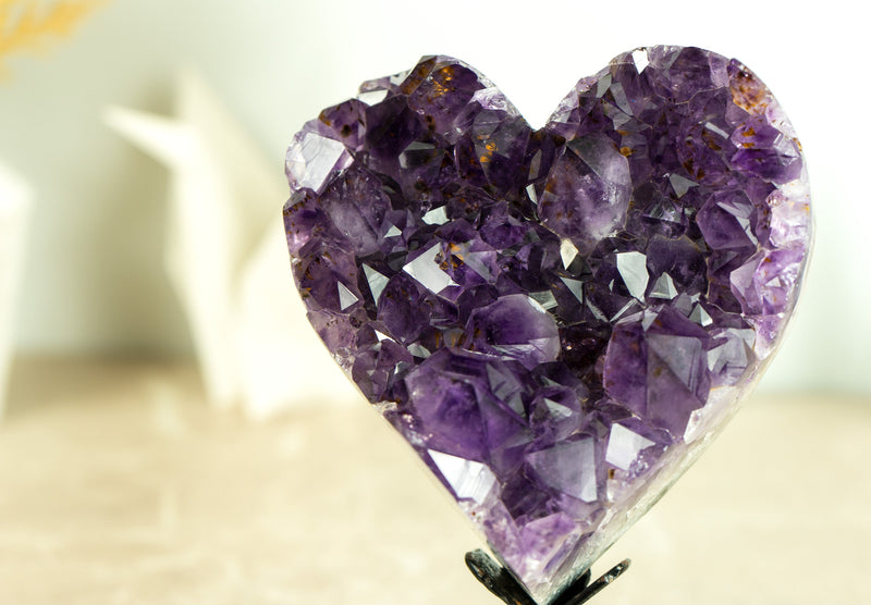 AAA Amethyst Druzy Heart of Super Extra Quality, Deep Purple