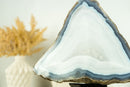 Lace Agate Geode on Stand with Natural Blue Banded Agate