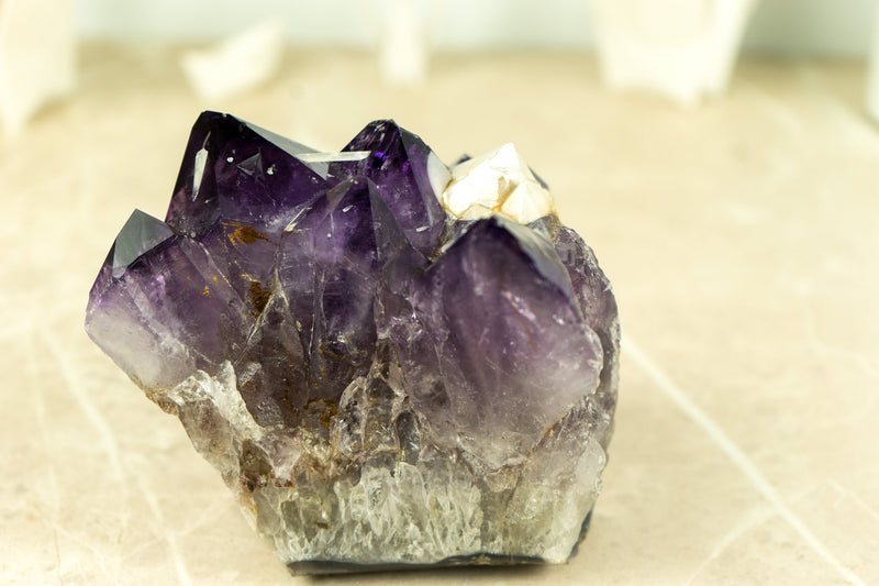 Rare Purple Amethyst Cluster with Grape Jelly Amethyst Druzy and Cristobalite Point