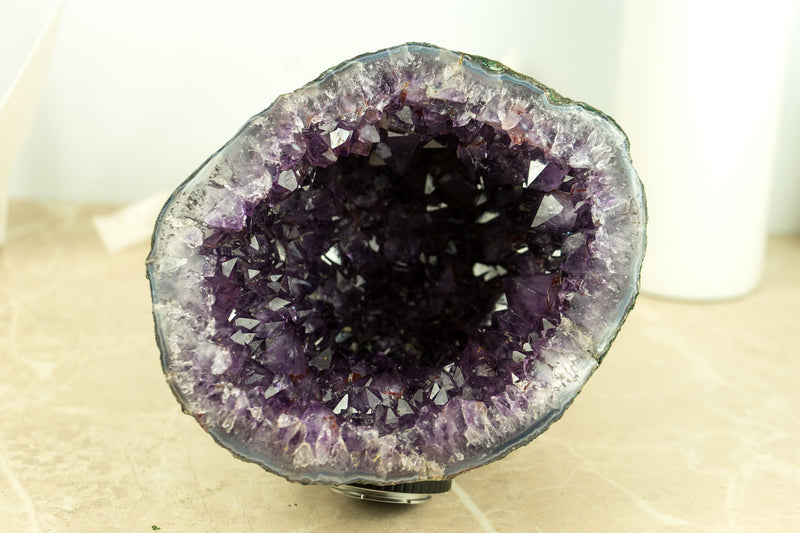 All Natural Small AAA Amethyst Geode with Deep Purple Amethyst Druzy