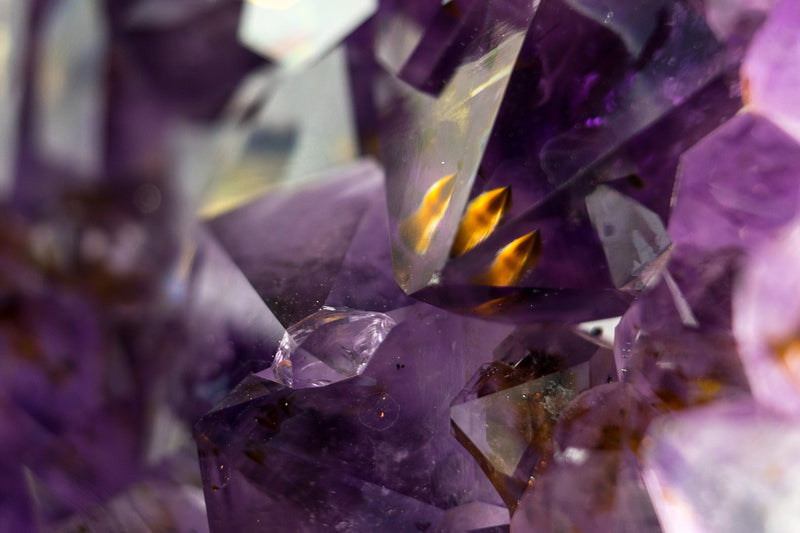 X-Large AAA Amethyst, with Deep Purple Amethyst Druzy and Golden Goethite (Cacoxenite), Natural & Ethical - 9.8 Kg - 21.5 lb - E2D Crystals & Minerals