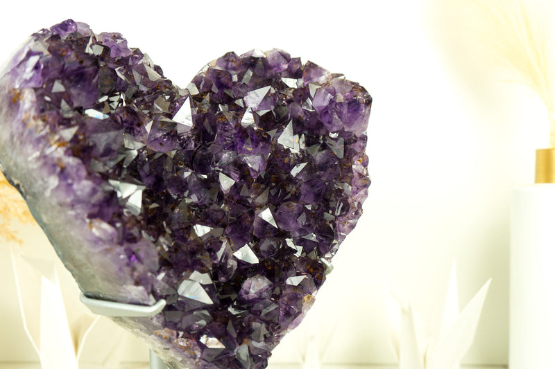 X-Large AAA Amethyst, with Deep Purple Amethyst Druzy and Golden Goethite (Cacoxenite), Natural & Ethical - 9.8 Kg - 21.5 lb - E2D Crystals & Minerals