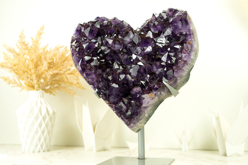 X-Large AAA Amethyst, with Deep Purple Amethyst Druzy and Golden Goethite (Cacoxenite), Natural & Ethical - 9.8 Kg - 21.5 lb - E2D Crystals & Minerals