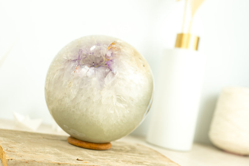 X-Large Amethyst Sphere with Lavender Purple Amethyst Druzy, 7 Inches, All Natural and Ethical