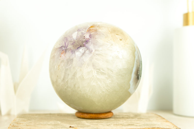 X-Large Amethyst Sphere with Lavender Purple Amethyst Druzy, 7 Inches, All Natural and Ethical