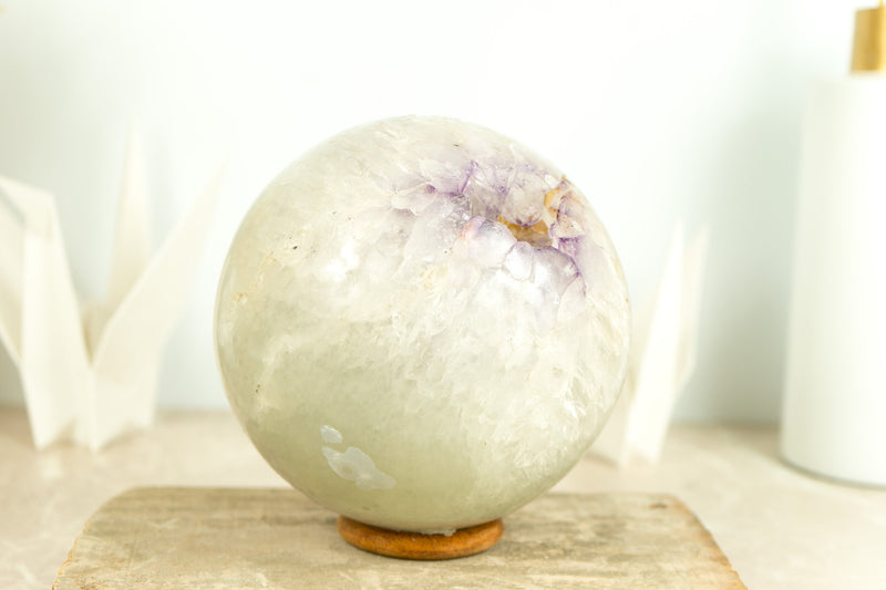 X-Large Amethyst Sphere with Lavender Purple Amethyst Druzy, 7 Inches, All Natural and Ethical