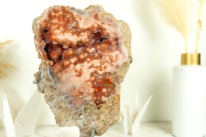 Rare Red and Pink Amethyst Geode with Deep Red Amethyst Druzy