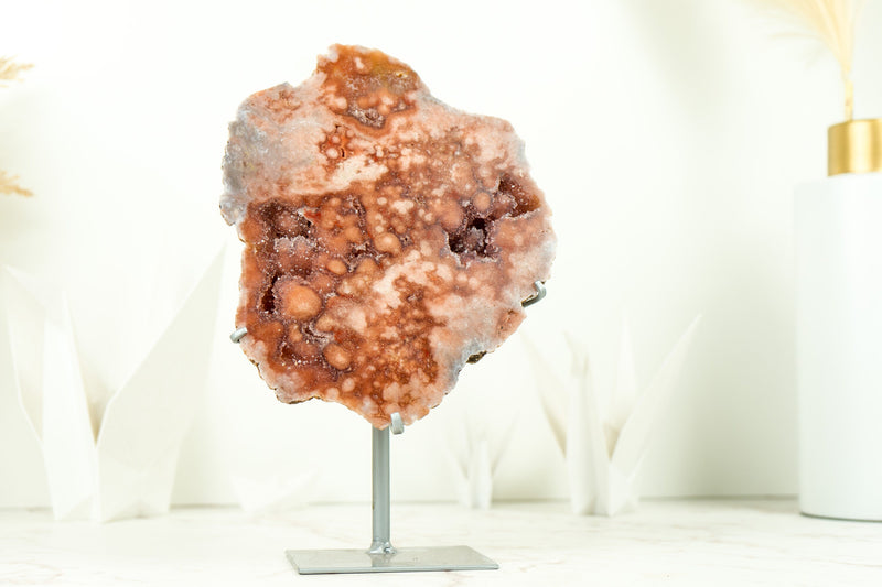 Natürliche rote und rosa Amethyst-Geode mit tiefrotem Amethyst-Druzy