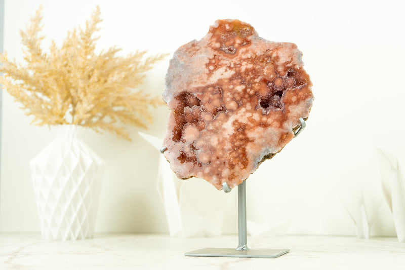 Natürliche rote und rosa Amethyst-Geode mit tiefrotem Amethyst-Druzy