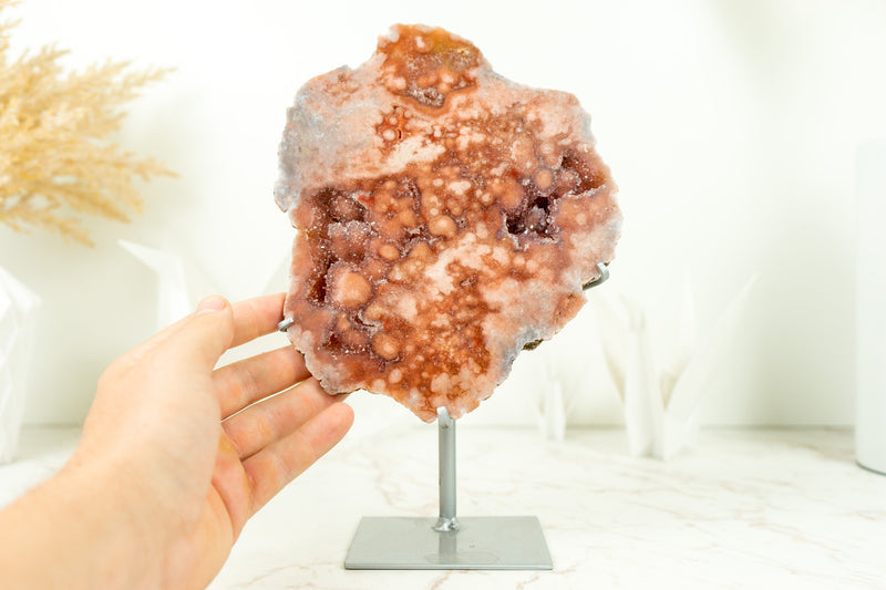 Natürliche rote und rosa Amethyst-Geode mit tiefrotem Amethyst-Druzy