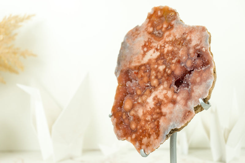Natürliche rote und rosa Amethyst-Geode mit tiefrotem Amethyst-Druzy