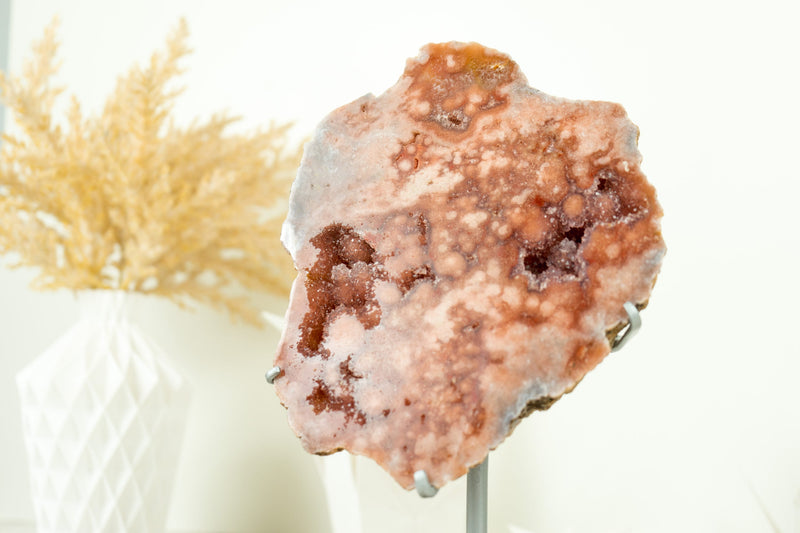 Natürliche rote und rosa Amethyst-Geode mit tiefrotem Amethyst-Druzy