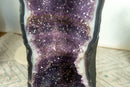 Rare Large Amethyst Geode Cathedral on Banded Agate, with Purple Galaxy Amethyst and Crown Formations
