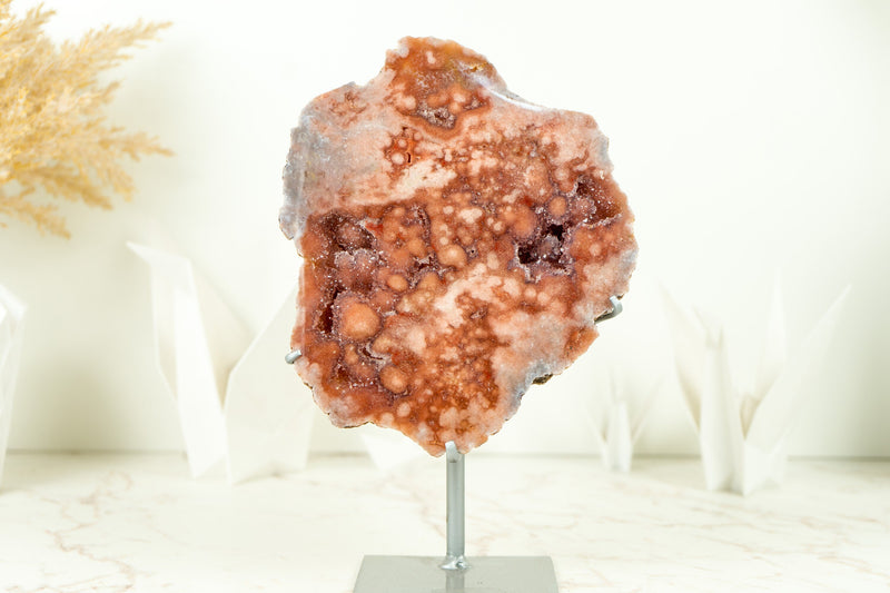 Natürliche rote und rosa Amethyst-Geode mit tiefrotem Amethyst-Druzy