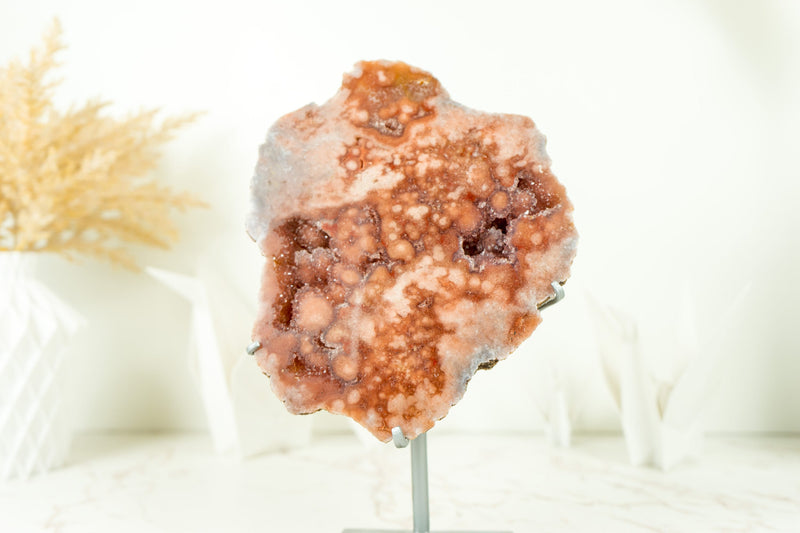 Natürliche rote und rosa Amethyst-Geode mit tiefrotem Amethyst-Druzy