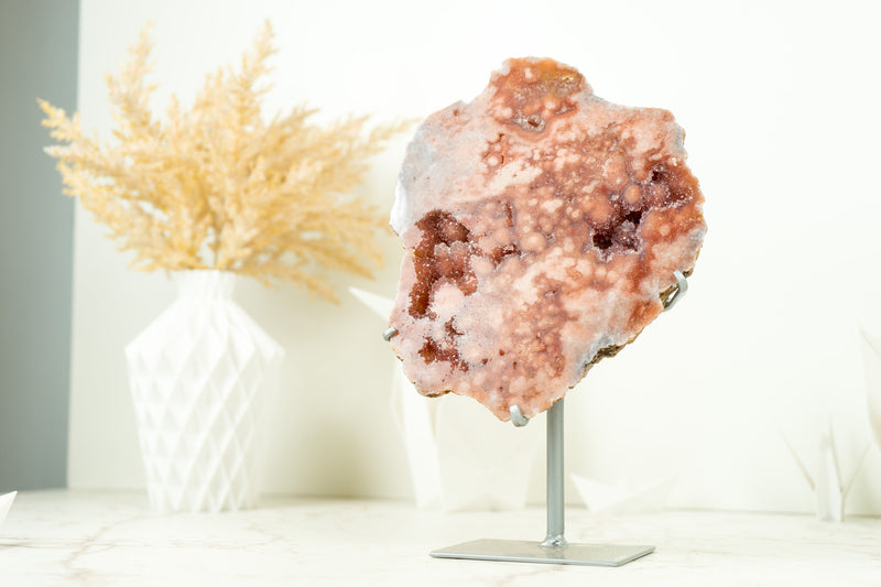 Natürliche rote und rosa Amethyst-Geode mit tiefrotem Amethyst-Druzy