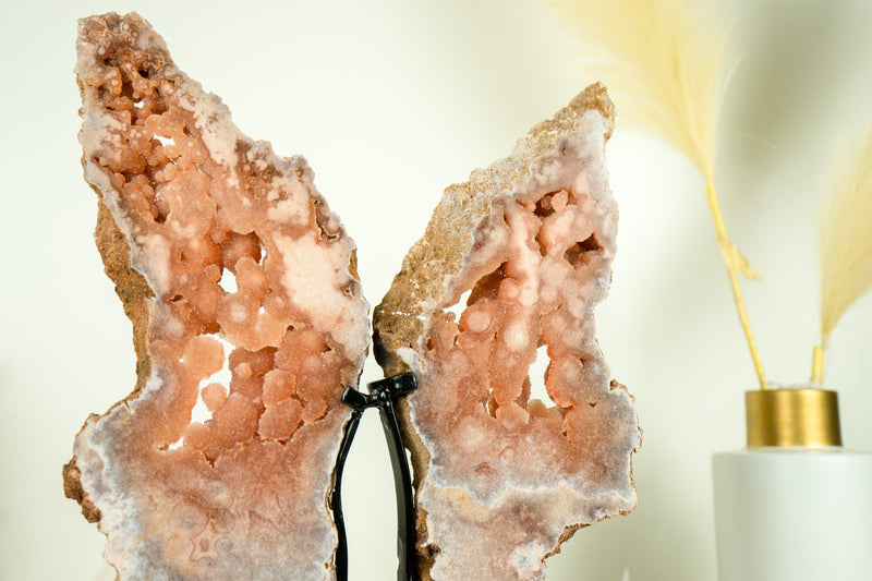 Pink Amethyst Wings, AAA Pink Butterfly Wing Geode with Galaxy Amethyst Druzy