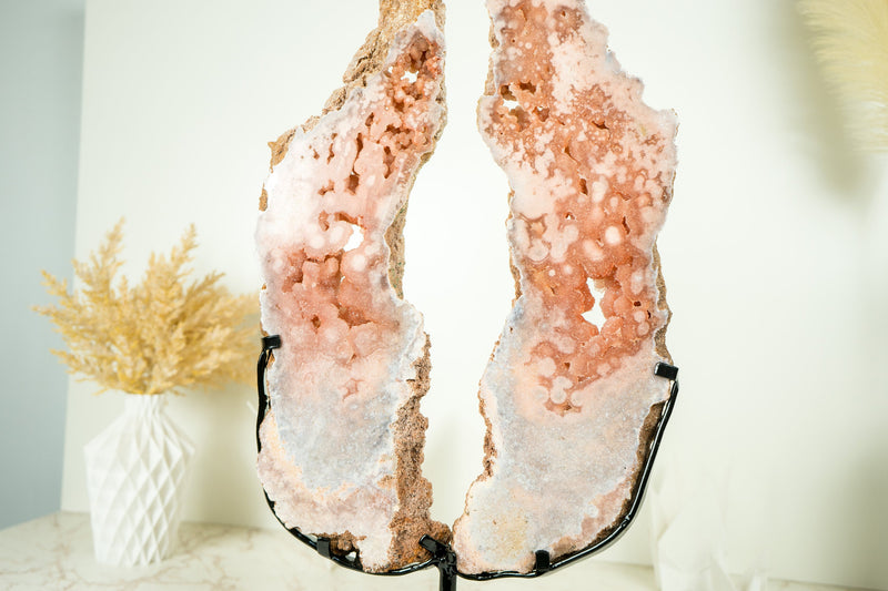 Gorgeous Tall Pink Amethyst Wings, AAA Pink Butterfly Wing Geode with Galaxy Amethyst Druzy