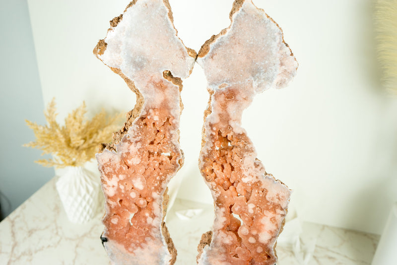Gorgeous Tall Pink Amethyst Wings, AAA Pink Butterfly Wing Geode with Galaxy Amethyst Druzy